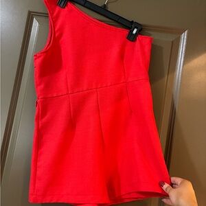 glam Bold Red One-Shoulder Romper